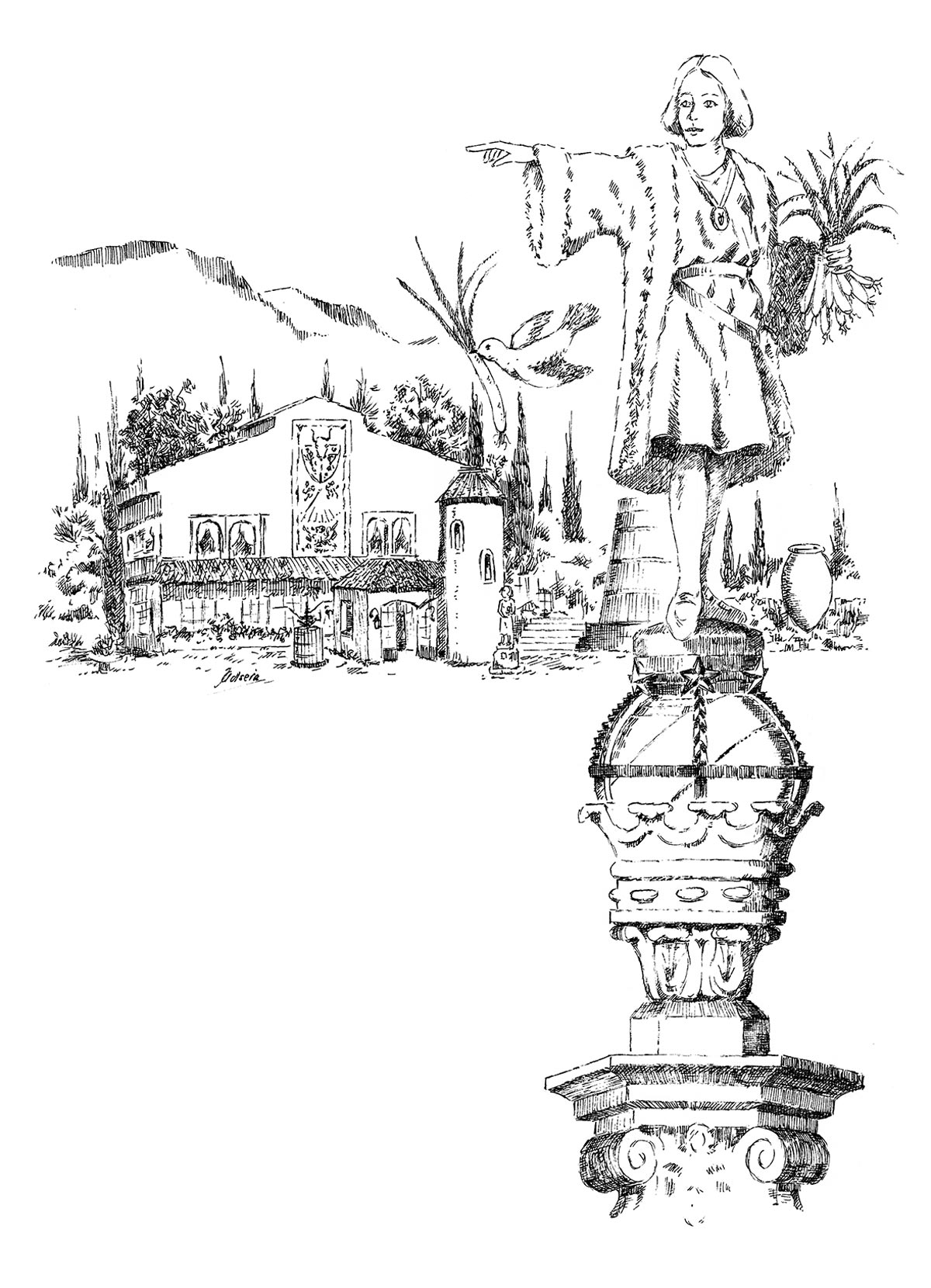 Anunci promocional de la Calçotada a la Masia Bou de Valls. ©TGD/ dibuix de Joan Adserà Riba, 1990